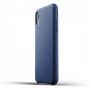 Mujjo Full Leather puzdro pre iPhone XR – modrá