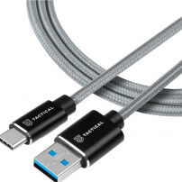 Tactical Fast Rope Aramid nabíjací a dátový kábel USB-A / USB-C na iPhone/iPad/AirPods - 30 cm - šedý
