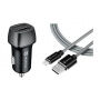 Tactical Field Plug Dual set autonabíjačky 12W 2x USB-A s USB-A/Lightning káblom - MFi pre iPhone/iPad - 30 cm - šedá