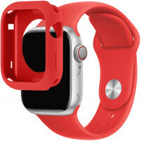 Silikónový remienok so silikónovým puzdrom na Apple Watch 45 mm / 44 mm - červený