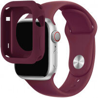Silikónový remienok so silikónovým puzdrom na Apple Watch 45 mm / 44 mm - vínový