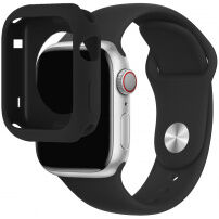 Silikónový remienok so silikónovým puzdrom na Apple Watch 45 mm / 44 mm - čierny