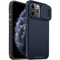 Matný kryt s posuvnou krytkou kamery na iPhone 11 Pro Max - tmavomodrý