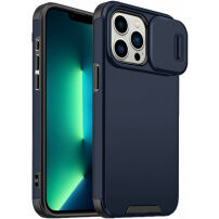 Matný kryt s posuvnou krytkou kamery na iPhone 13 Pro - tmavomodrý