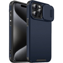 Matný kryt s posuvnou krytkou kamery na iPhone 15 Pro - tmavomodrý