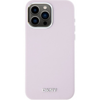 DKNY Silver Metal Logo silikónový kryt s MagSafe na iPhone 15 Pro Max - ružový
