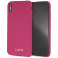 Guess Silicone Gold Logo case kryt pre iPhone XS Max – ružová