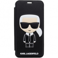 Karl Lagerfeld Ikonik Book puzdro pre iPhone X/XS – čierna