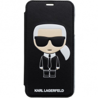 Karl Lagerfeld Ikonik Book puzdro pre iPhone XR – čierna