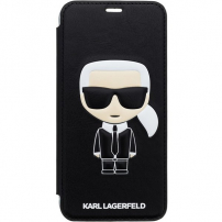 Karl Lagerfeld Ikonik Book puzdro pre iPhone XS Max – čierna