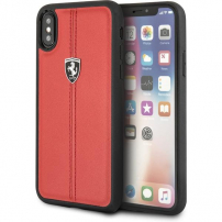 Ferrari Heritage Stripe Hard FEHDEHCPXRE kožené puzdro iPhone X/XS červené