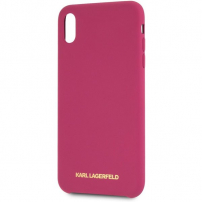 Karl Lagerfeld Gold Logo Silicone Case iPhone XS Max fuksiové