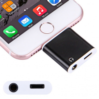Adaptér / redukcia lightning konektor na 3,5mm jack s lightning konektorom pre Apple iPhone 8 / 8 Plus / 7 / 7 Plus / 6S / 6S Plus / 6 / 6 Plus