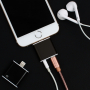 Adaptér / redukcia lightning konektor na 3,5mm jack s lightning konektorom pre Apple iPhone 8 / 8 Plus / 7 / 7 Plus / 6S / 6S Plus / 6 / 6 Plus