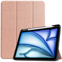 Puzdro z PU kože s priestorom na Apple Pencil a funkciou uspania na iPad Air 13" (2024-2026) - ružovozlaté