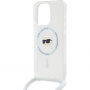 Karl Lagerfeld IML Karl Head kryt so šnúrkou a MagSafe pre iPhone 15 Pro Max - číry