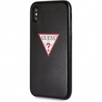 Guess PU Leather Case Triangle kryt pre iPhone XS Max – čierna