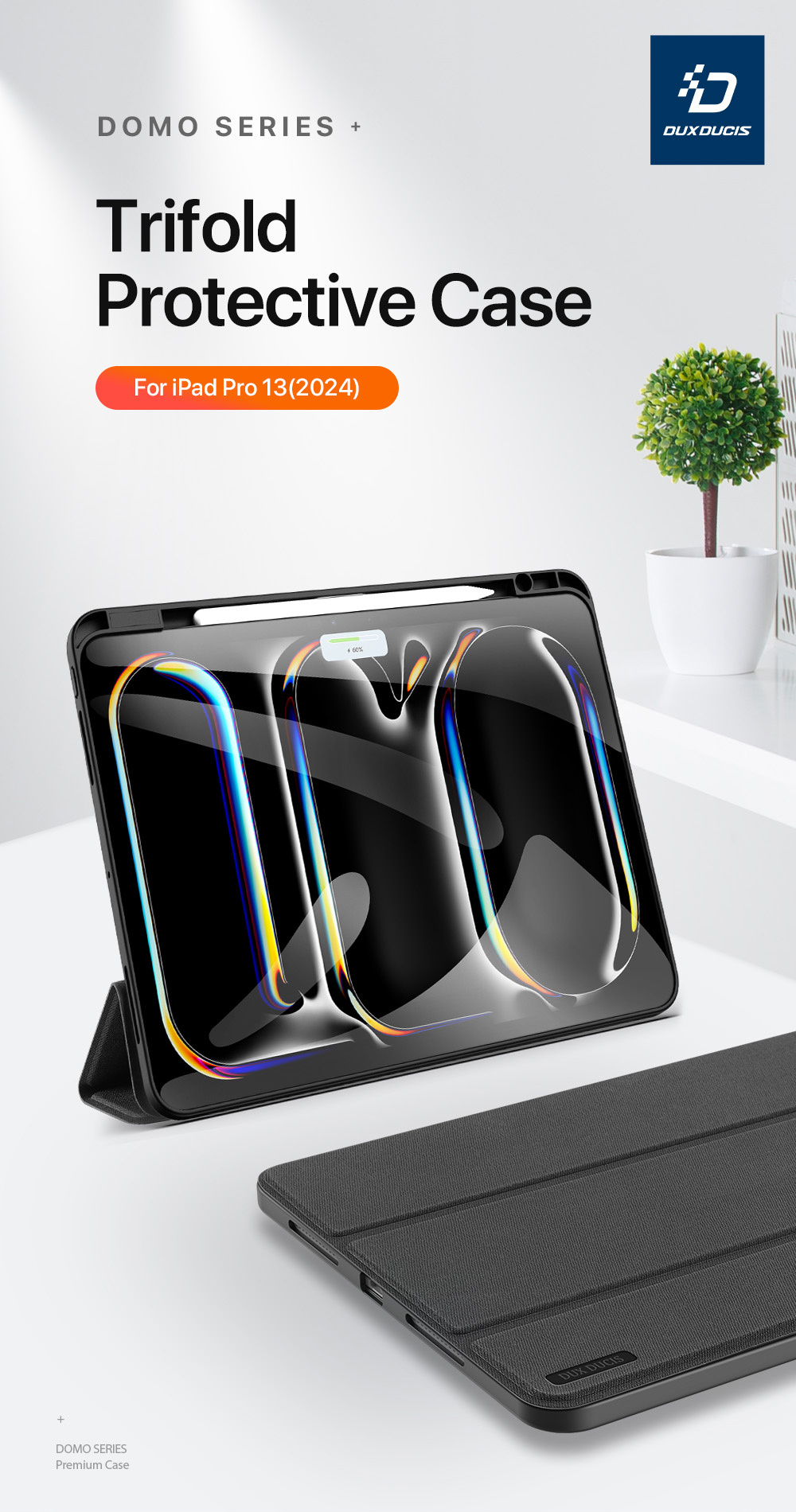 DUX DUCIS Domo puzdro s priestorom na Apple Pencil a funkciou uspania na iPad Pro 13