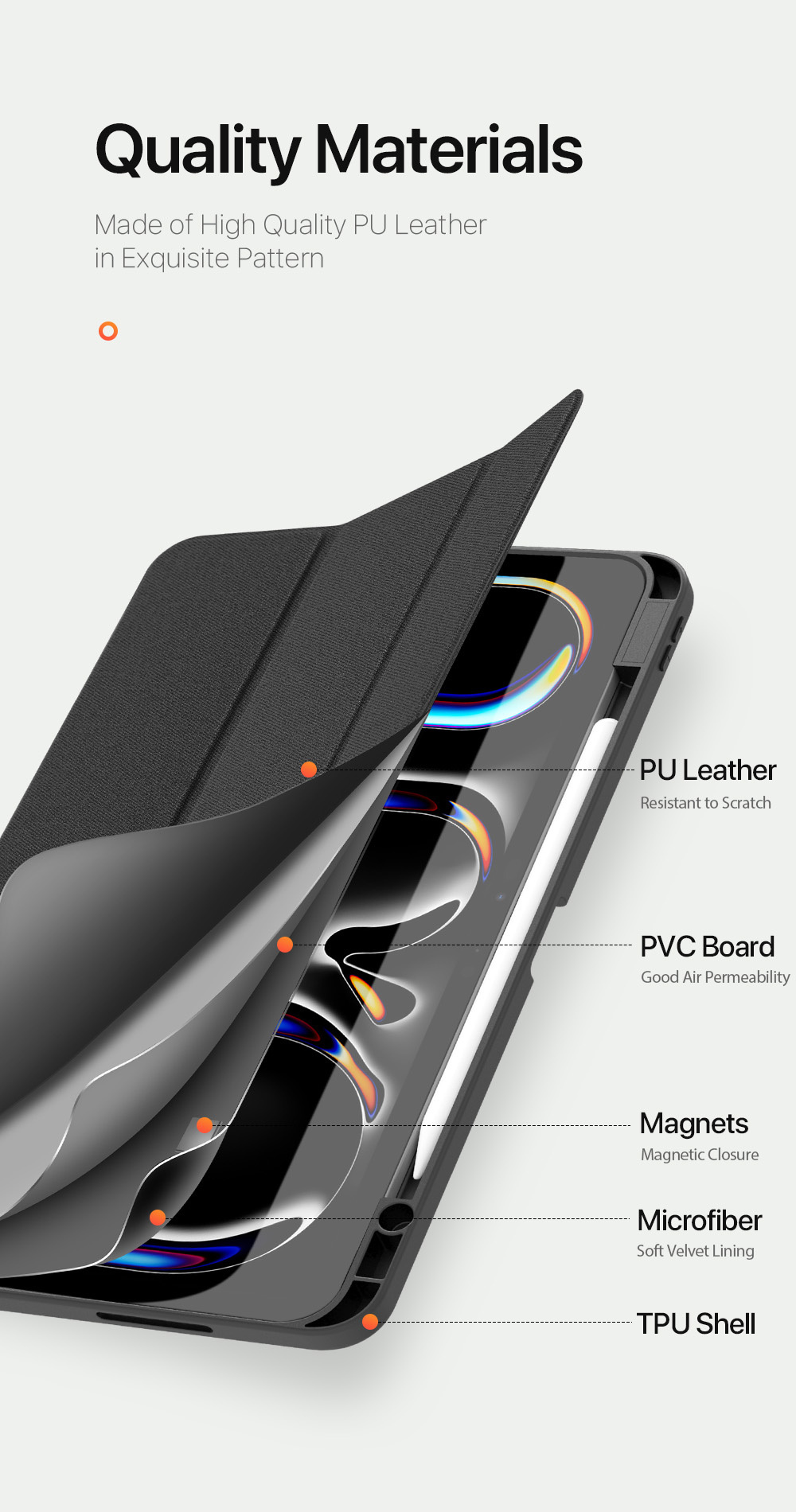 DUX DUCIS Domo puzdro s priestorom na Apple Pencil a funkciou uspania na iPad Pro 13