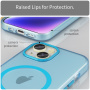 Matný priesvitný kryt s MagSafe pre iPhone 16 - modrý