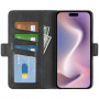 Flipové puzdro z PU kože pre iPhone 16 Pro - čierne