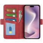 Flipové puzdro z PU kože pre iPhone 16 Plus - červené