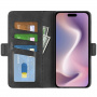 Flipové puzdro z PU kože pre iPhone 16 - čierne