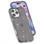 Transparentný kryt s trblietkami pre iPhone 16 Pro Max - šedý