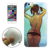 Ochranný kryt / obal s priehladným obvodovým rámečkom pre Apple iPhone 6S / 6 - sexy dievča - chrbát