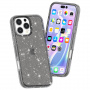 Transparentný kryt s trblietkami pre iPhone 16 Pro - sivý