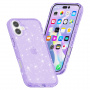 Transparentný kryt s trblietkami pre iPhone 16 - fialový