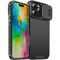 Matný kryt s posuvnou krytkou kamery pre iPhone 16 Pro - čierny