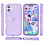 Transparentný kryt s trblietkami pre iPhone 16 - fialový