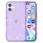 Transparentný kryt s trblietkami pre iPhone 16 - fialový