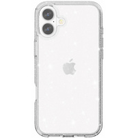 Transparentný kryt s trblietkami pre iPhone 16 - strieborný