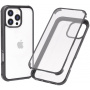 Púzdro s rámčekom a tvrdeným sklom pre iPhone 16 Pro Max - čierne