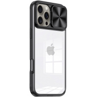 Kryt s posuvným krytom šošovky fotoaparátu pre iPhone 16 Pro - čierny