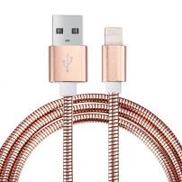 Synchronizačný a nabíjací lightning kábel s kovovým opletením pre iPhone / iPad / iPod - ružovo-zlatý