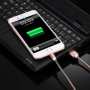 Synchronizačný a nabíjací lightning kábel s kovovým opletením pre iPhone / iPad / iPod - ružovo-zlatý