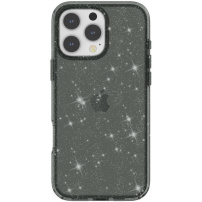 Transparentný kryt s trblietkami pre iPhone 16 Pro Max - šedý