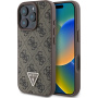 Guess 4G Strass Triangle Metal Logo kryt pre iPhone 16 Pro Max - hnedý