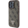Guess 4G Strass Triangle Metal Logo kryt pre iPhone 16 Pro Max - hnedý