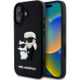 Karl Lagerfeld 3D Rubber Karl and Choupette kryt pre iPhone 16 - čierny