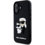 Karl Lagerfeld 3D Rubber Karl and Choupette kryt pre iPhone 16 - čierny