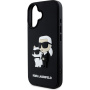 Karl Lagerfeld 3D Rubber Karl and Choupette kryt pre iPhone 16 - čierny