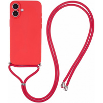 Ochranný kryt so šnúrkou pre iPhone 16 - červený