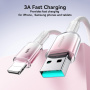 JOYROOM S-A42 Crystal Clear opletený nabíjací a dátový kábel - USB-A na Lightning - 1,2 m - bieloružový