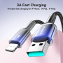 JOYROOM S-A42 Crystal Clear opletený nabíjací a dátový kábel - USB-A na Lightning - 1,2 m - čiernomodrý