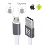 HAWEEL synchronizačný a nabíjací kábel s duálnym konektorom 2v1 USB-A / Lightning / micro USB pre Apple a ďalšie zariadenia - 1 m - biely