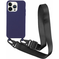 Matný kryt s nastaviteľným popruhom pre iPhone 13 Pro - tmavomodrý